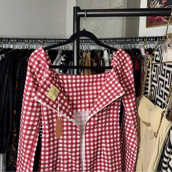 Le Club Social Wear Red Gingham Square Neck Mini Dress Womens XS New NWT - Image 11