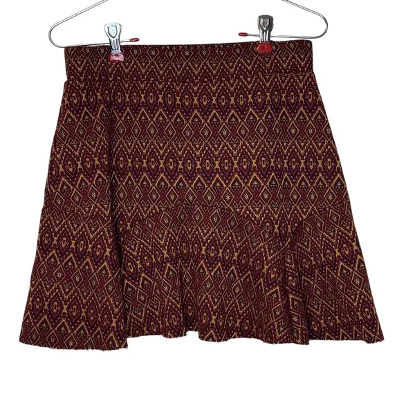 Free People Women's Skirt Geometric Rome Boho Knit Flared‎ Mini Stretch Small - Image 5
