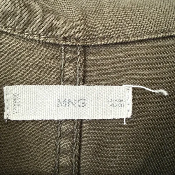 Mango MNG sz S Olive Green‎ Denim Utility Jumpsuit Long Sleeve Boilersuit Boho - Image 4