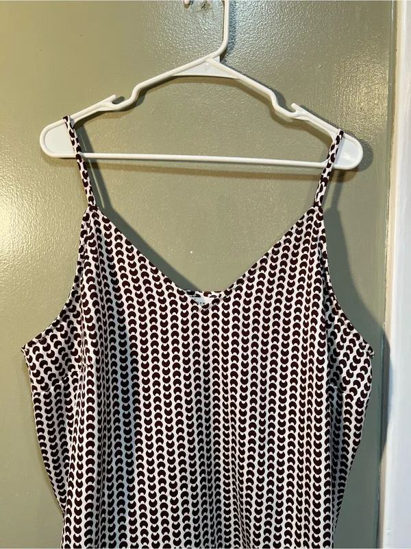 A New Day Women’s Size XXL Matte Satin Cami Camisole Tank Top White Dark Brown - Image 5