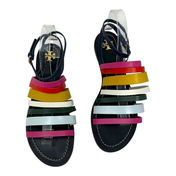 Tory Burch Multicolor Leather Strappy Sandals Ankle Strap Size 7.5 - Image 3