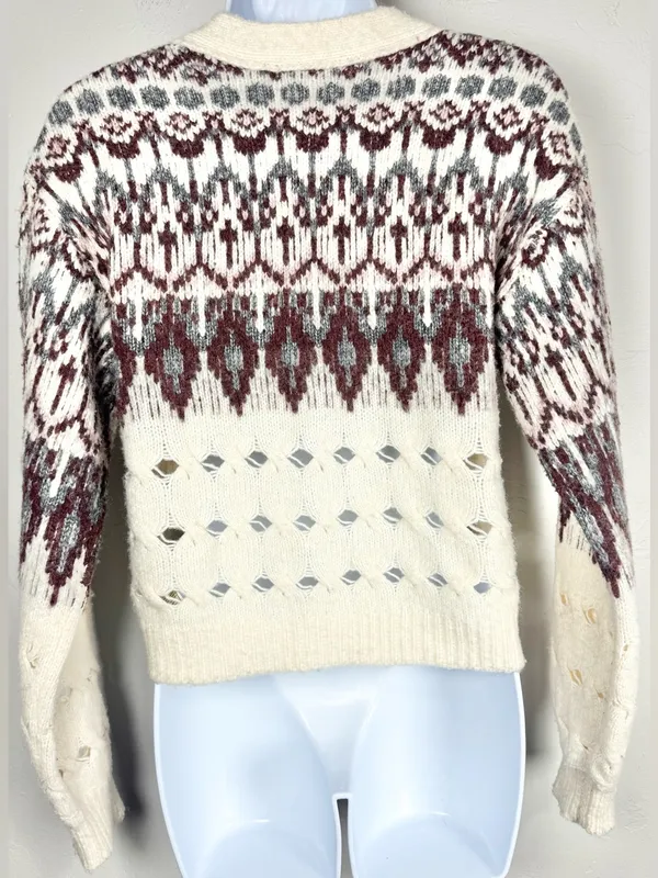 Steve Madden - Irisa Fair Isle Cable Knit Cardigan Size XS - Image 6