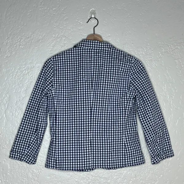 Hollister Womens Navy Gingham Check 2 Button Cuffed Blazer Jacket NWT Small - Image 2