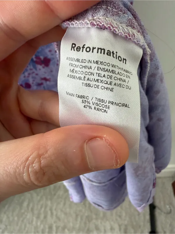 Reformation Bryson Dress Midi Length in Morning Dew Purple Floral Size 4 Viscose - Image 9
