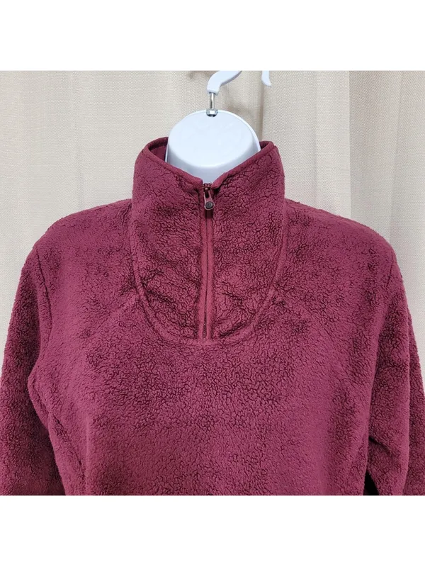 The North Face 1/4 Zip Mossbud Acadia Jacket Women's Size S Maroon Fleece - Image 3