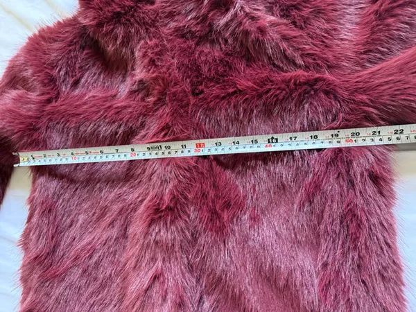 Wild Fable Burgundy Faux Fur Jacket S Y2K Mob Wife Glam Plush Coat - Image 9