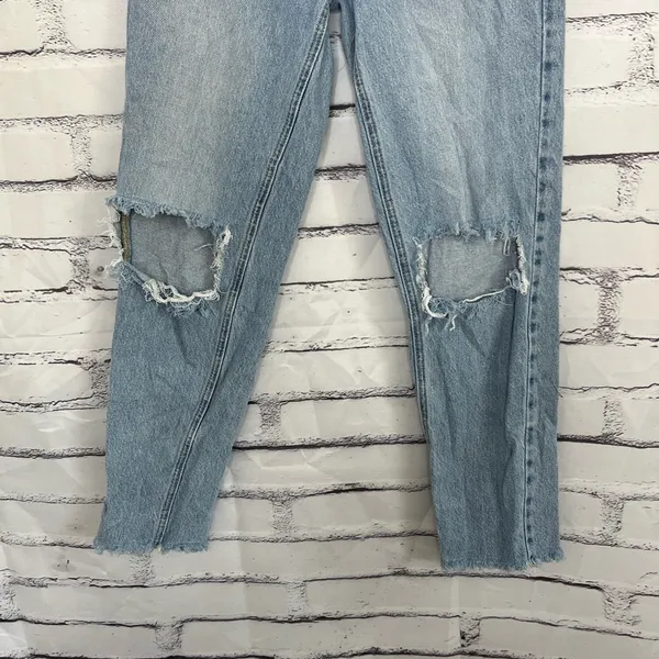 PacSun Ultra High Rise Slim Fit Jeans Light Wash Button Fly Size 23 Distressed - Image 4