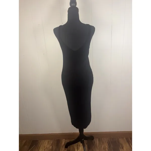Abercrombie & Fitch Ribbed Midi Dress Ivory V-Neck Tank Sweater‎ Slit Size S - Image 4