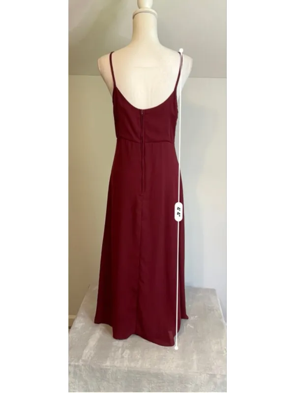 VTG Casual Burgundy Spaghetti Strap Maxi Dress M - Image 7