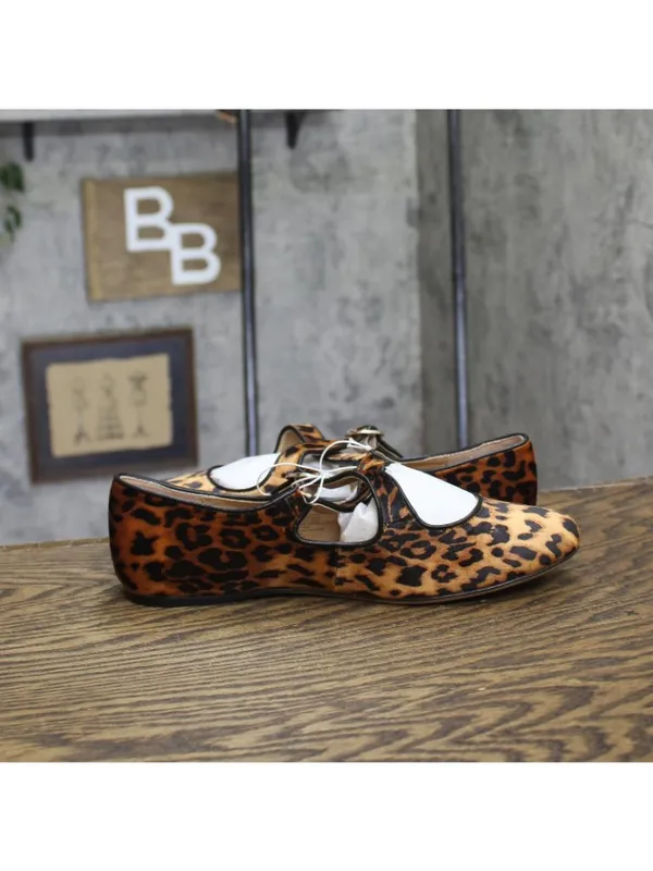 NWT A New Day Velvet Flats with Crisscross Buckle Leopard Brown Multi 9.5M - Image 7