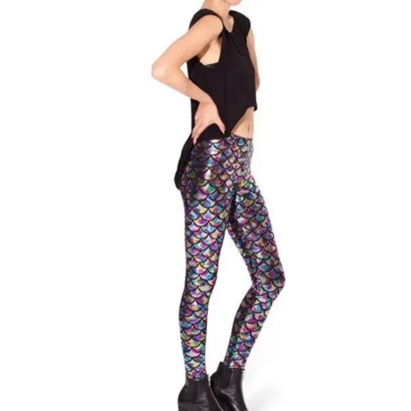 Multicolored Mermaid Scale-like Leggings, Size L (10/12) - Image 3