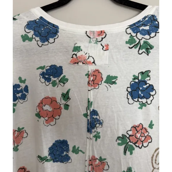 Free People We The Free Nina Boheme Floral Printed Tee Ivory Women's Size Large - Image 4