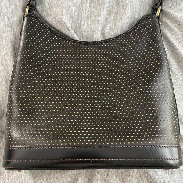Dooney & Bourke Cabrio Cabriolet Black Perforated Leather Bag Vintage Made USA - Image 7