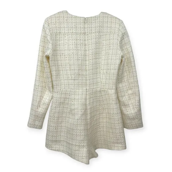 Amanda Uprichard | NWT | M | White with Gold Accent Tweed Fallon Romper - Image 5