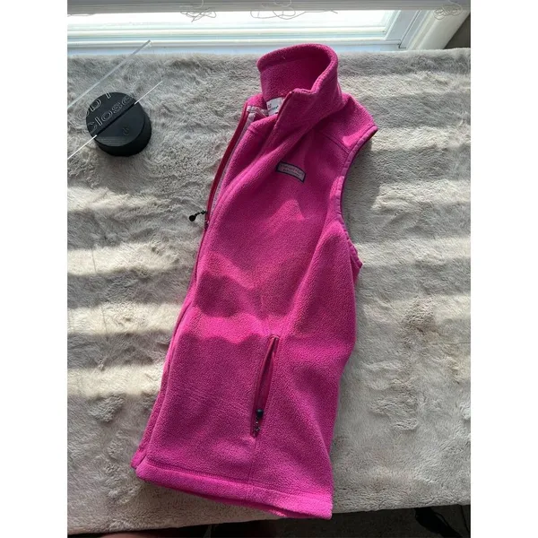 Vineyard Vines Women's Pink Fleece Vest Size L Casual Sleeveless - Image 9
