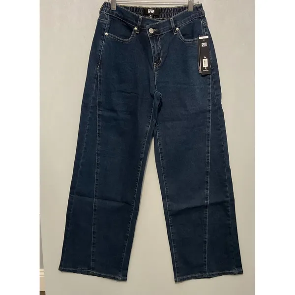 NWT Madden NYC Wide Leg Jeans S 4-6 Blue Denim High Rise Elastic Waist Pants‎ - Image 5