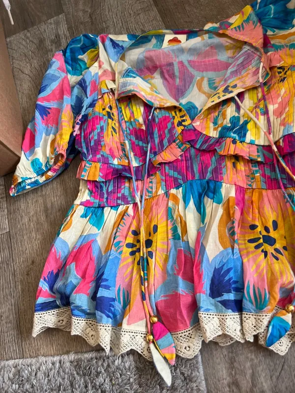 Farm Rio x Anthropologie Puff-Sleeve Tie-Front Blouse - Image 4