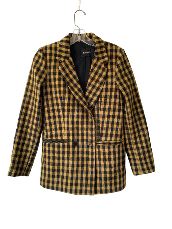 Reformation Lazer Checked Open-Front Blazer Jacket Black size XS - Image 5