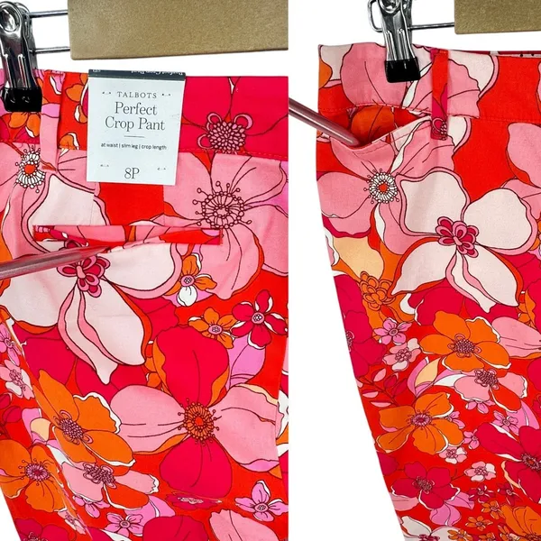 Talbots Perfect Crop Pant Floral 8 Petite Statement Resort Chic‎ Preppy Vacation - Image 7