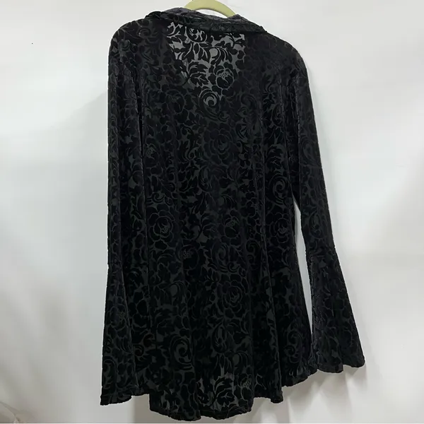 Ultra Pink Women’s Sz XL velvet burnout tunic blouse Whimsigoth Bohemian Hippie - Image 2