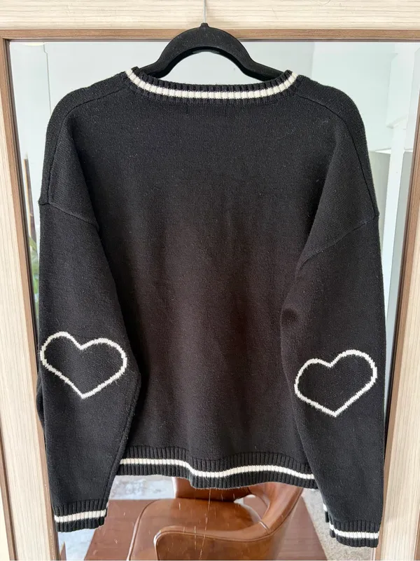 Heaven Can Wait Skyfall Sweater Black and White size Large Heavy Comfy Goth Dark - Image 3
