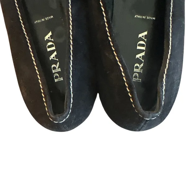 Prada Vintage Black Suede Horsebit Pointed Toe Loafers Black IT 38 US 8 Archive - Image 3