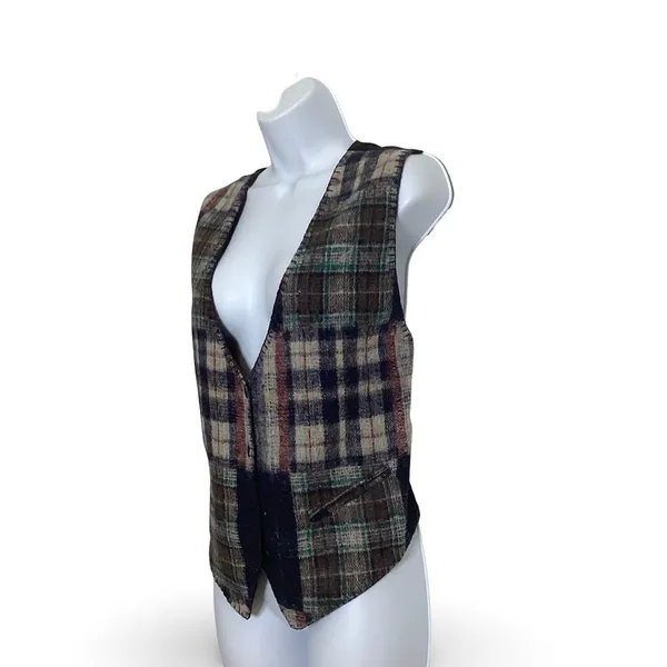 Vintage A J Patchwork Vest Green Size M - Image 2