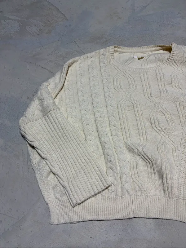 Anthropologie Maeve Cream Cable Knit Women's Sweater x-large - Image 2