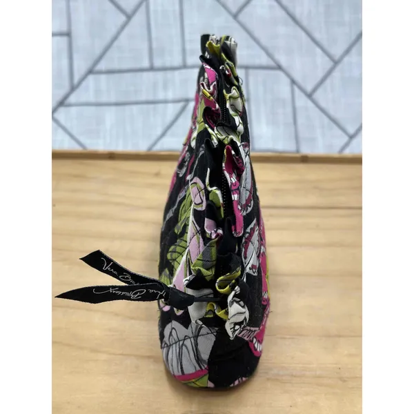 Vera Bradley Floral Cosmetic Bag Zip Closure‎ Black - Image 4