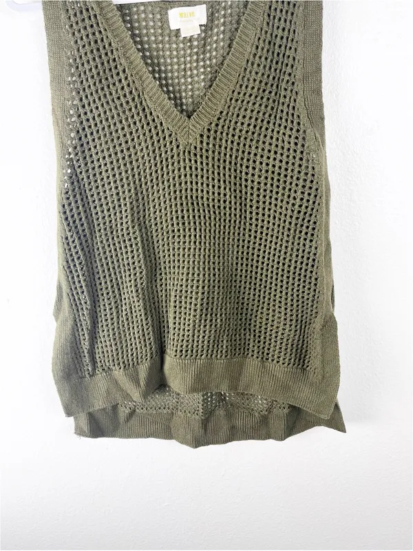 ANTHROPOLOGIE Maeve V-Neck Open-Stitch Knitted Tank Top Size Medium Boho Casual - Image 8