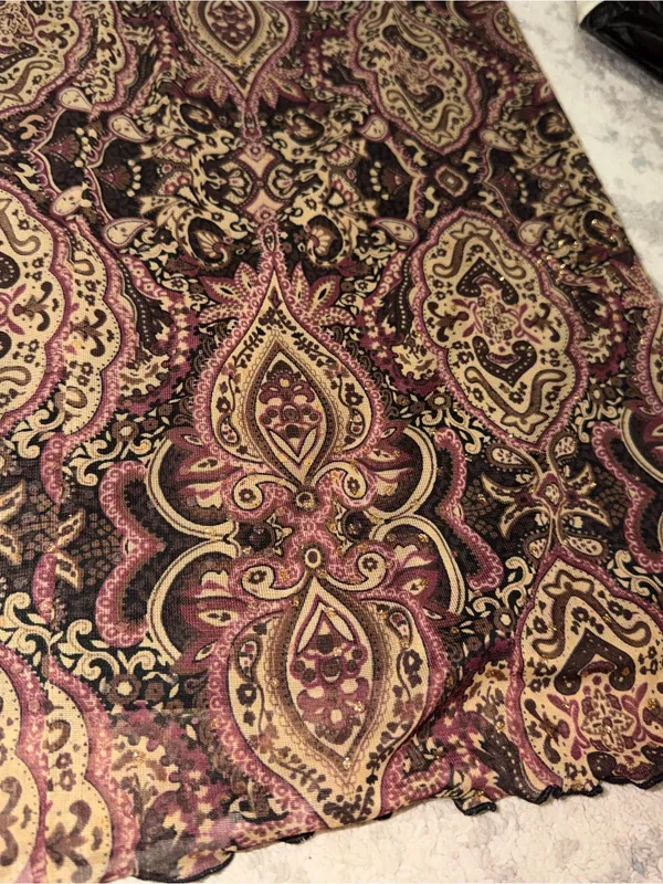 A Byer Y2K Paisley Ruffle Hem Skirt Gold Rhinestone Embellished Medium - Image 3