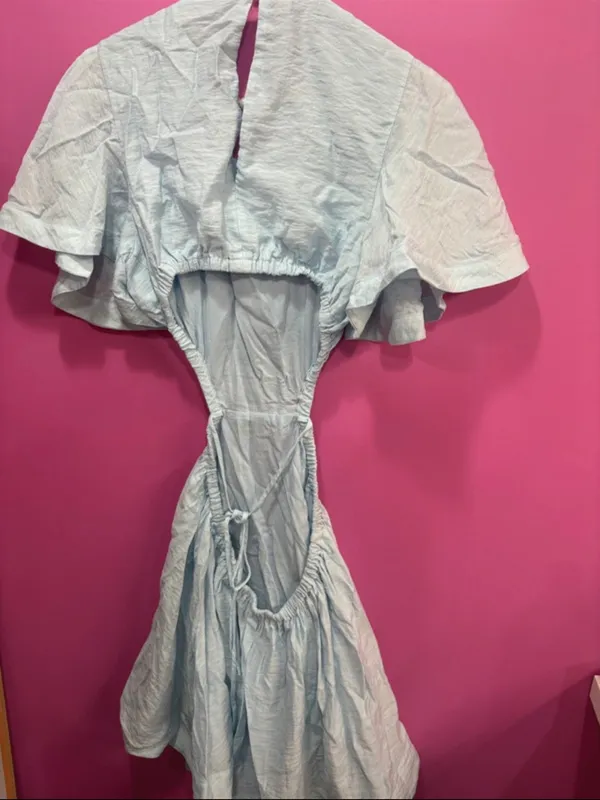 Tularosa Light Blue Flutter Sleeve Fit-and-Flare Dress - Image 2