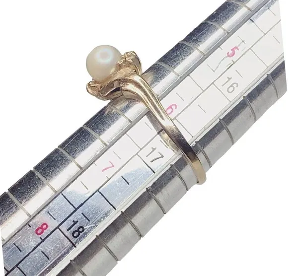 Vintage Solid 10k Yellow Gold Natural Pearl Ring Cool Piece Sz 6.25 - Image 7