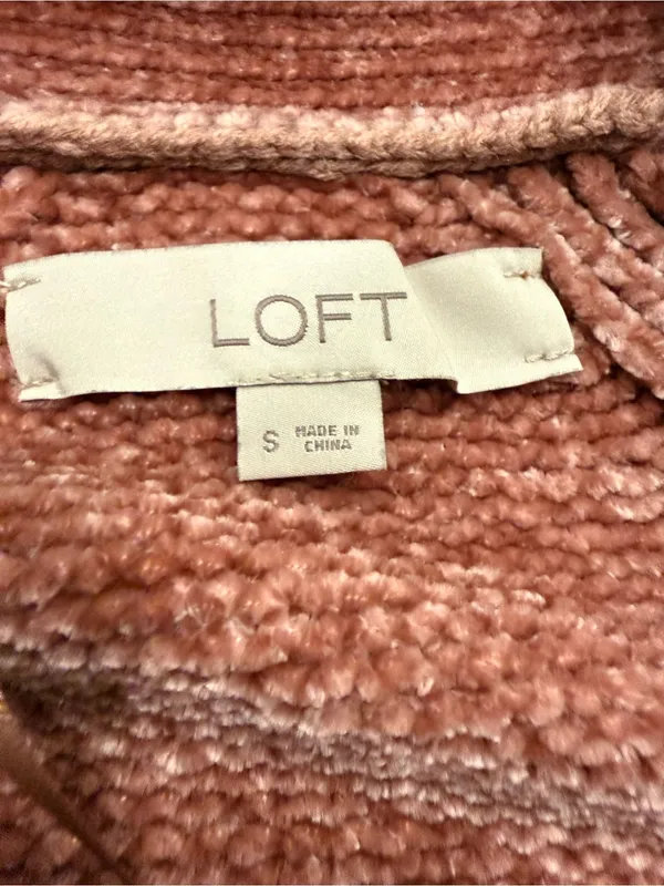 LOFT Plush Open-Front Chenille Cardigan in Dusty Rose - Image 4
