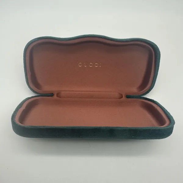 Gucci Authentic Designer Hard Velvet Clamshell Eyeglass Sunglasses Case In Green - Image 6