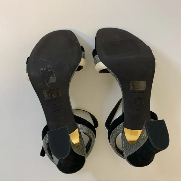 Tory Burch Puffed Up Suede and Snakeskin Embossed Leather Sandal NWOB Size 9 - Image 6