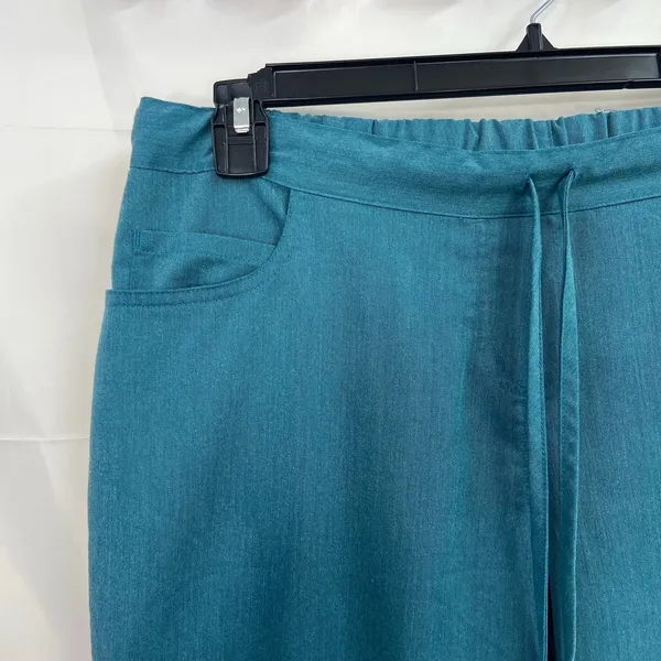 Grey's Anatomy women's teal elastic drawstring pocket‎ straight scrubs pants M - Image 2