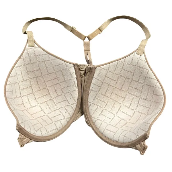Victorias Secret Racerback Semi Demi Bra Front Closure Beige 34DD Champagne - Image 3