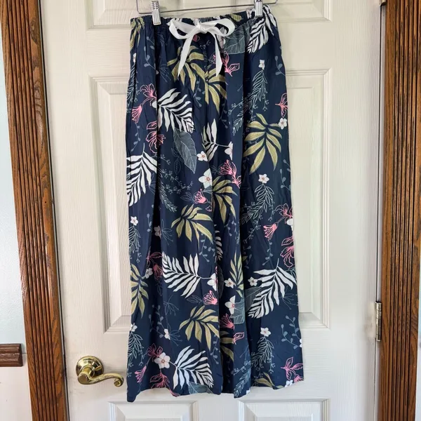 Floral‎ Wide Leg Pants Elastic Waist Drawstring Comfy Loungewear Set 2 pc Size M - Image 11