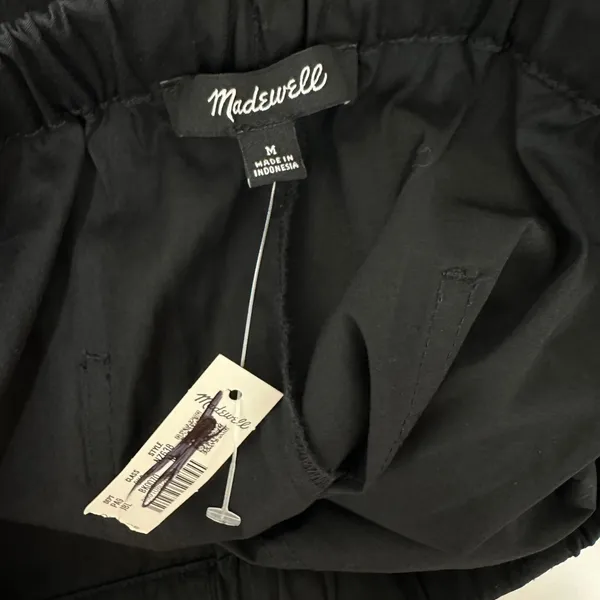 Madewell Pull-On Barrel-Leg Utility Pants in Poplin Cotton Black Wide Leg M NWT - Image 8