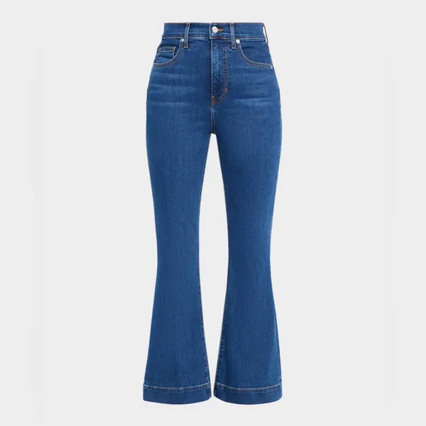 Veronica beard Carson ankle flare high rise jeans in washed oxford blue denim 30 - Image 7