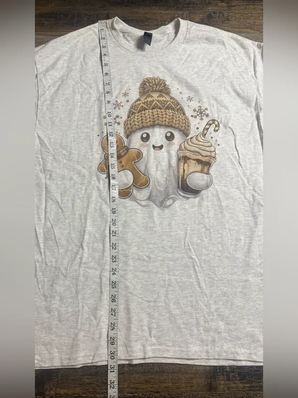 Gildan Ash Gray Graphic Tee with Winter Ghost - Image 6