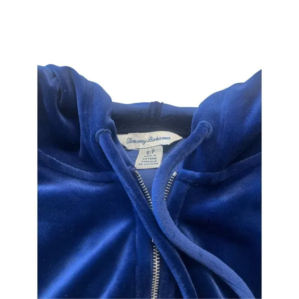 Tommy Bahama royal blue zip hoodie velour sz Small - Image 3