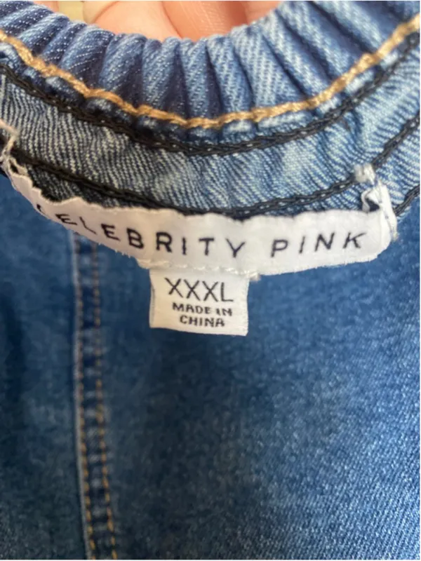 Celebrity Pink Denim Mini Dress Y2K Cargo Casual Cool Girl City Western 2000s 3X - Image 5