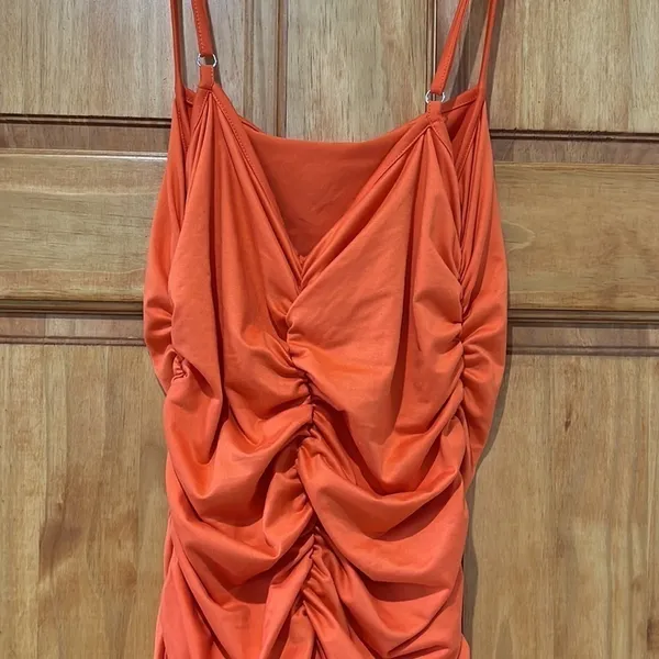 Orange Mini Dress Size Small Sleeveless - Image 2
