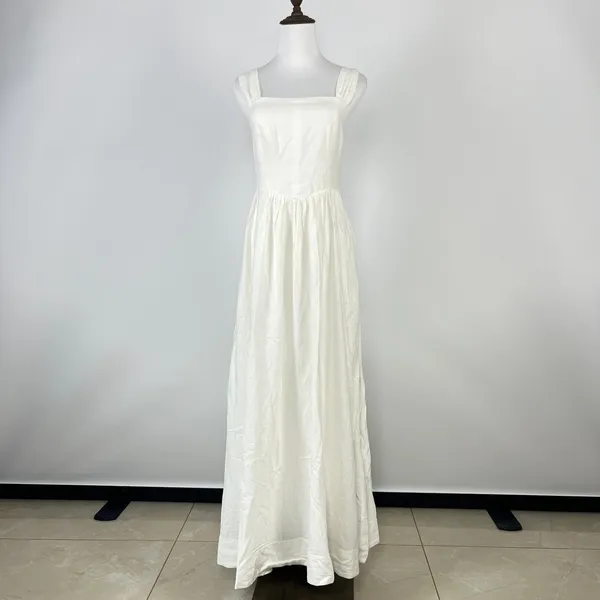 NWT Farm Rio Stretch Linen Blend Cami Maxi Dress Size XS Classic Off White - Image 3