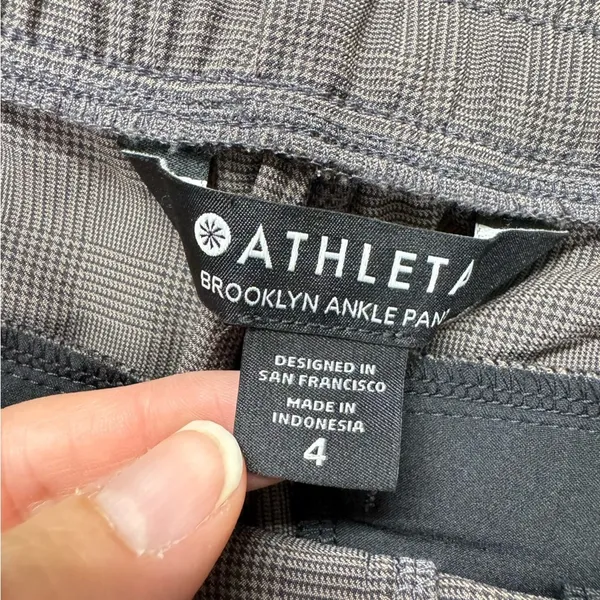 Athleta Brown Micro Plaid Brooklyn Ankle Pants Womens 4 Slim Trouser Classic - Image 10