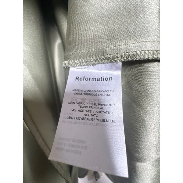 Reformation Hensley Satin Dress 4 Artichoke Green Midi NWT - Image 7