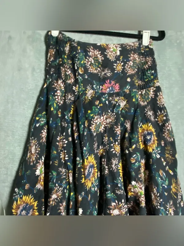 Dark‎ Floral Handkerchief Hem Skirt asymmetrical size XS/ small lagenlook boho - Image 6