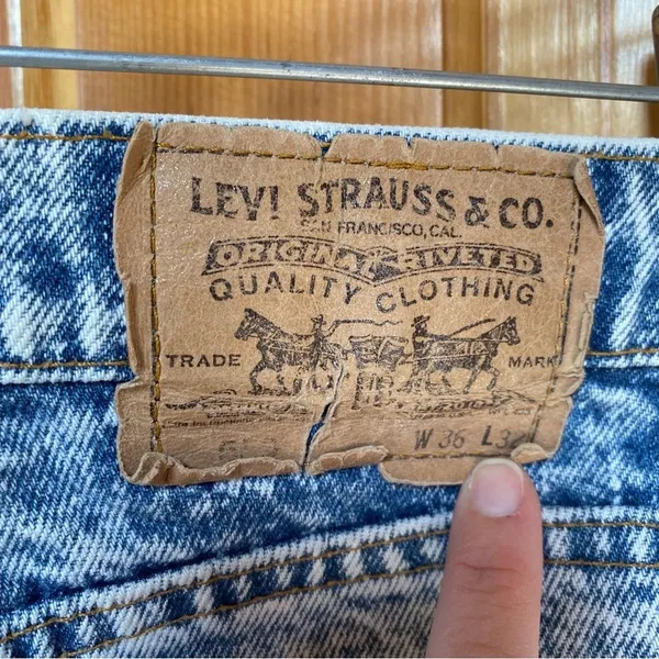 Vintage Levi's Acid Washed Orange Tab 550 Relaxed Taper Jeans Denim 36 X 32 - Image 12
